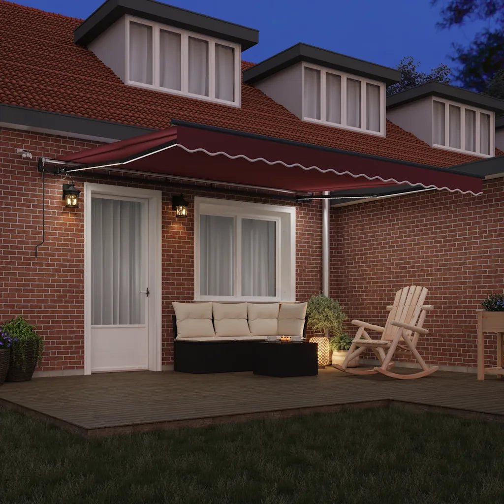 Tenda da Sole Retrattile Automatica con LED Bordò 400x300 cm