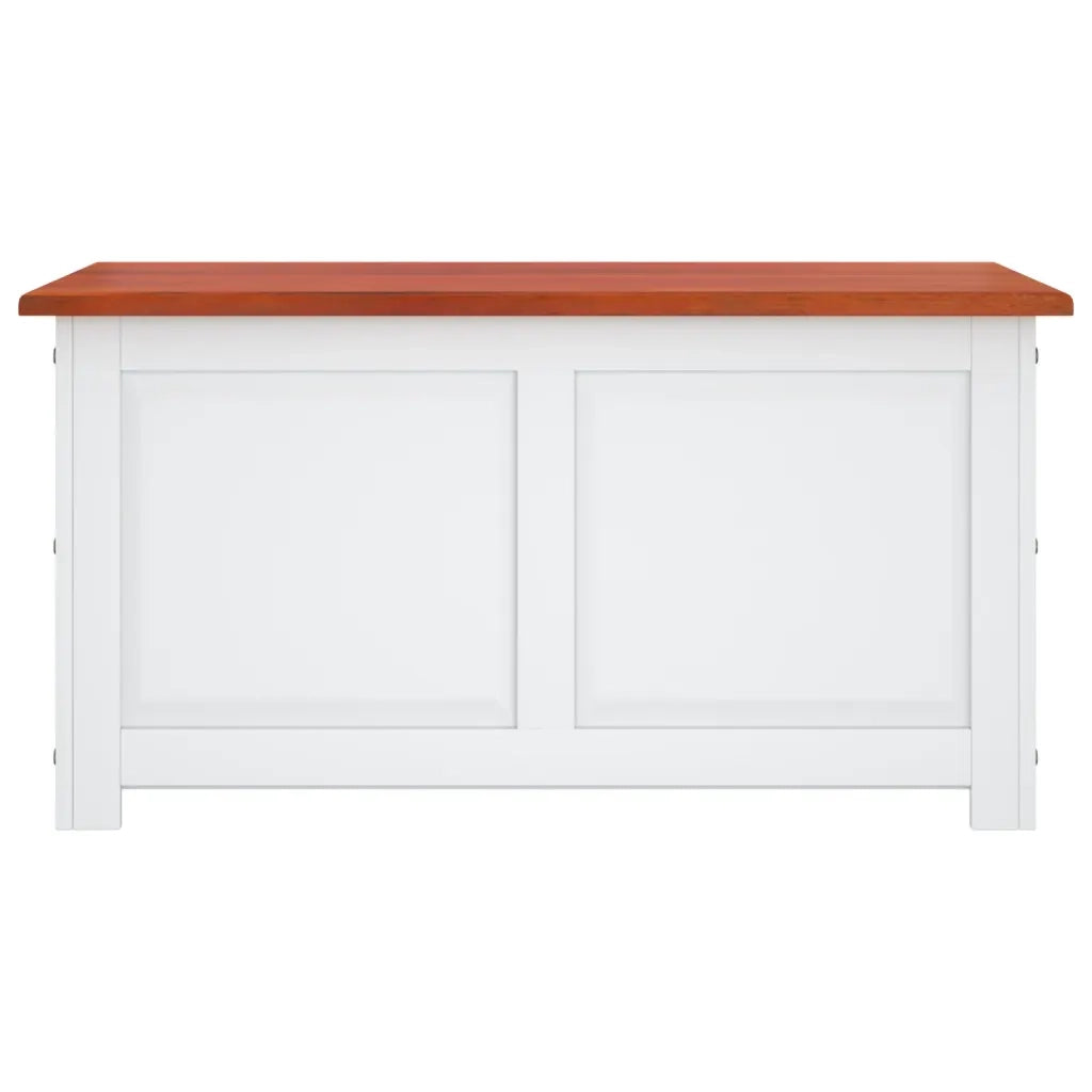 Cassapanca con Coperchio Marrone e Bianco Legno Massello Acacia 364920