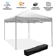 Gazebo richiudibile pieghevole 3 X 4,5 Bianco ricoperto in PVC impermeabile