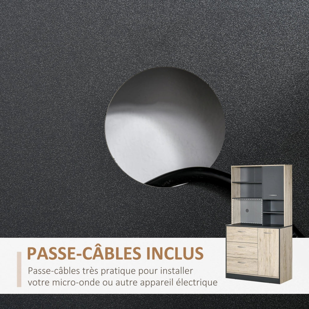 Armadio da cucina ¨C zephmum ¨C bicolore quercia chiaro grigio 90x39x169 cm