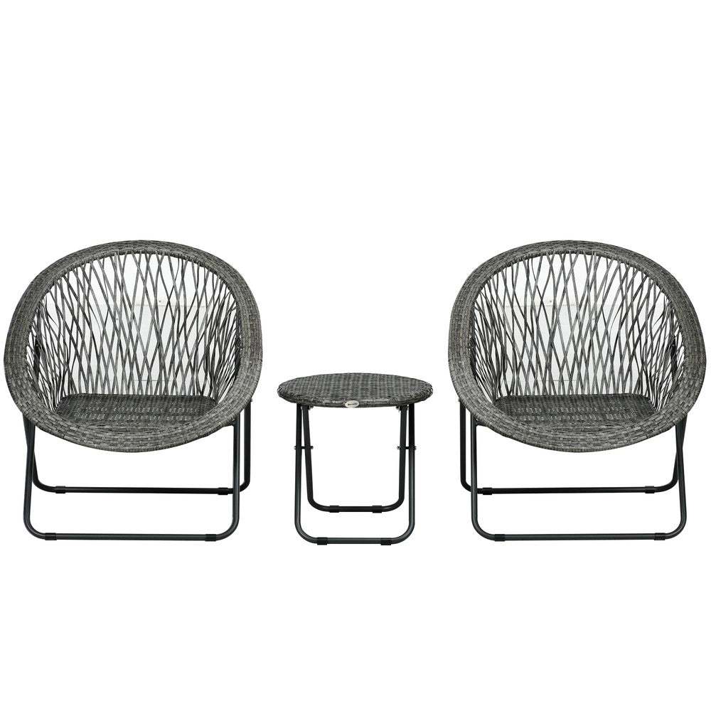 Set da Giardino Pieghevole con Tavolino e 2 Sedie ¨C Xylo ¨C Acciaio Grigio, Balcone e Terrazza