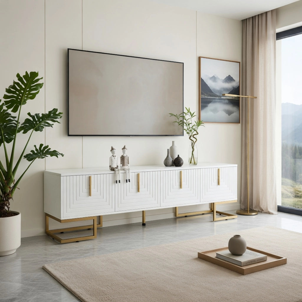 TV-Schrank bianco in truciolare lungo 170 cm