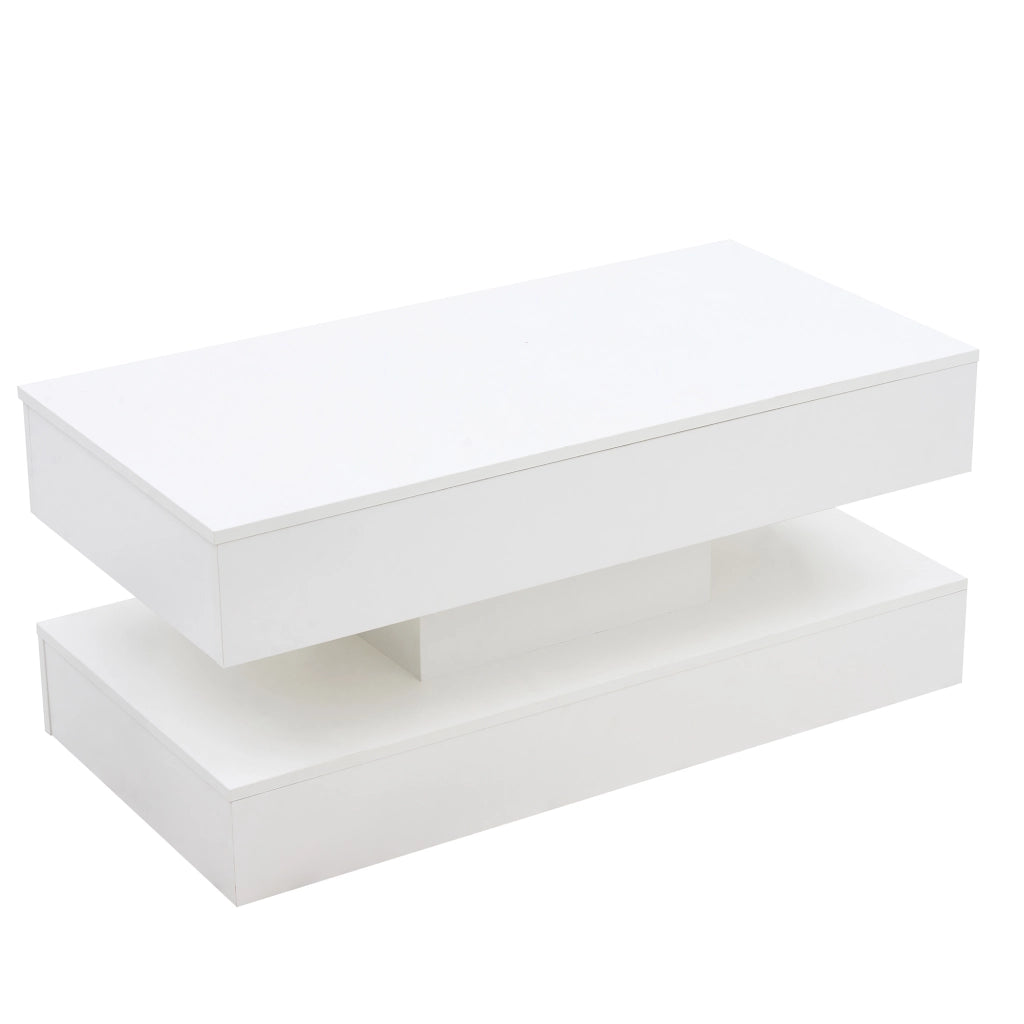 Tavolino moderno con illuminazione LED e vano nascosto - Zephmum- 100x50x42 cm, carico 50 kg