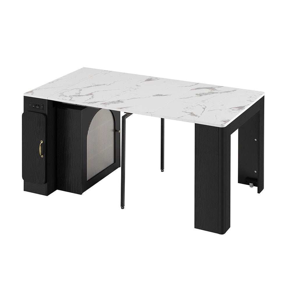 Isola cucina mobile - Xylo - Nero - Con ripiano estraibile e multipresa