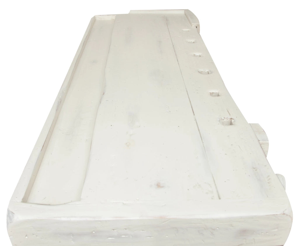 Biscottini Banco da lavoro Country in legno massello di tiglio finitura bianca anticata L184xPR74xH92 cm. Made in Italy