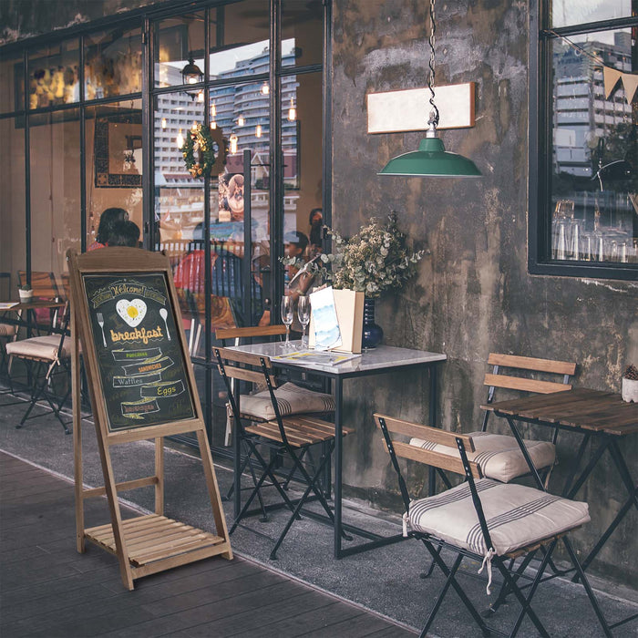 Toboli Lavagna a cavalletto per bar ristoranti negozi 42x112cm in legno con ripiano per fiori