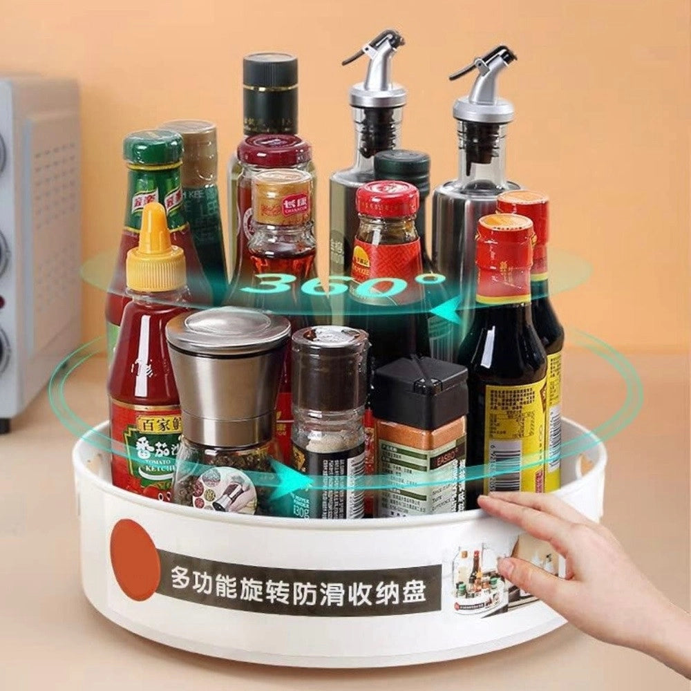 Trade Shop - Porta Spezie Girevole Multifunzionale Cucina Contenitore Bottiglie Condimenti Vassoio -