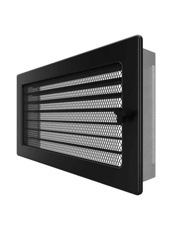Griglia di ventilazione per camino 17x30 nera con tapparelle avvolgibili