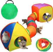 Tunnel interattivo per gatti da esterno, gioco di tunnel pieghevole e gonfiabile per gatti e conigli (Colorato)