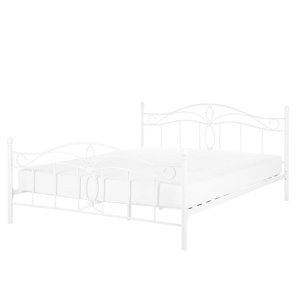 Letto Bianco 160 x 200 cm Metallo Vintage letto grande camera da letto