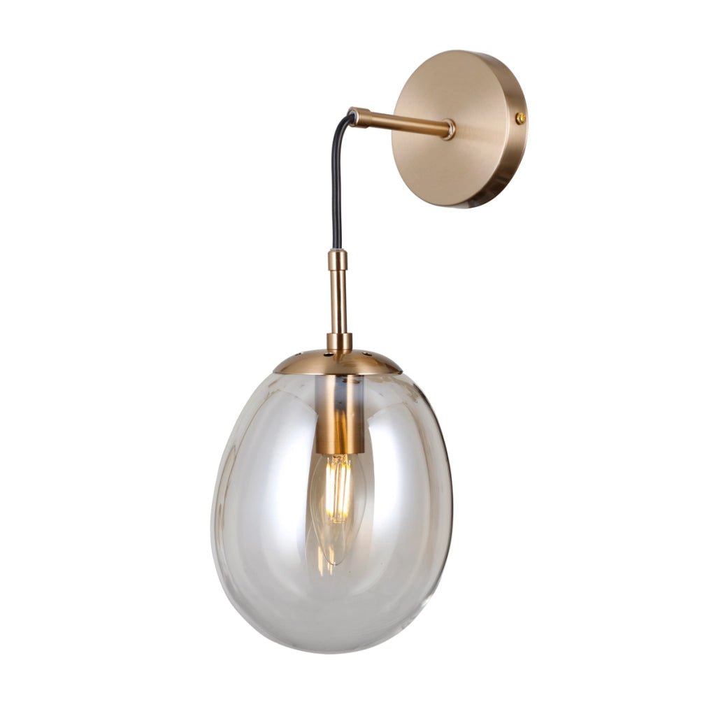 Applique moderna oro vetro ambra 1xE14 5W Italux Meolo
