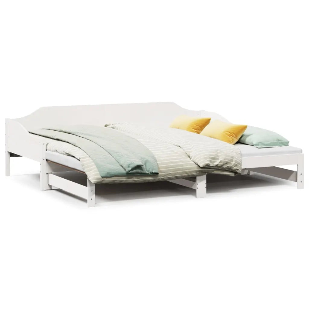 Divano Letto con Letto Estraibile Bianco 90x200cm Massello Pino 850906