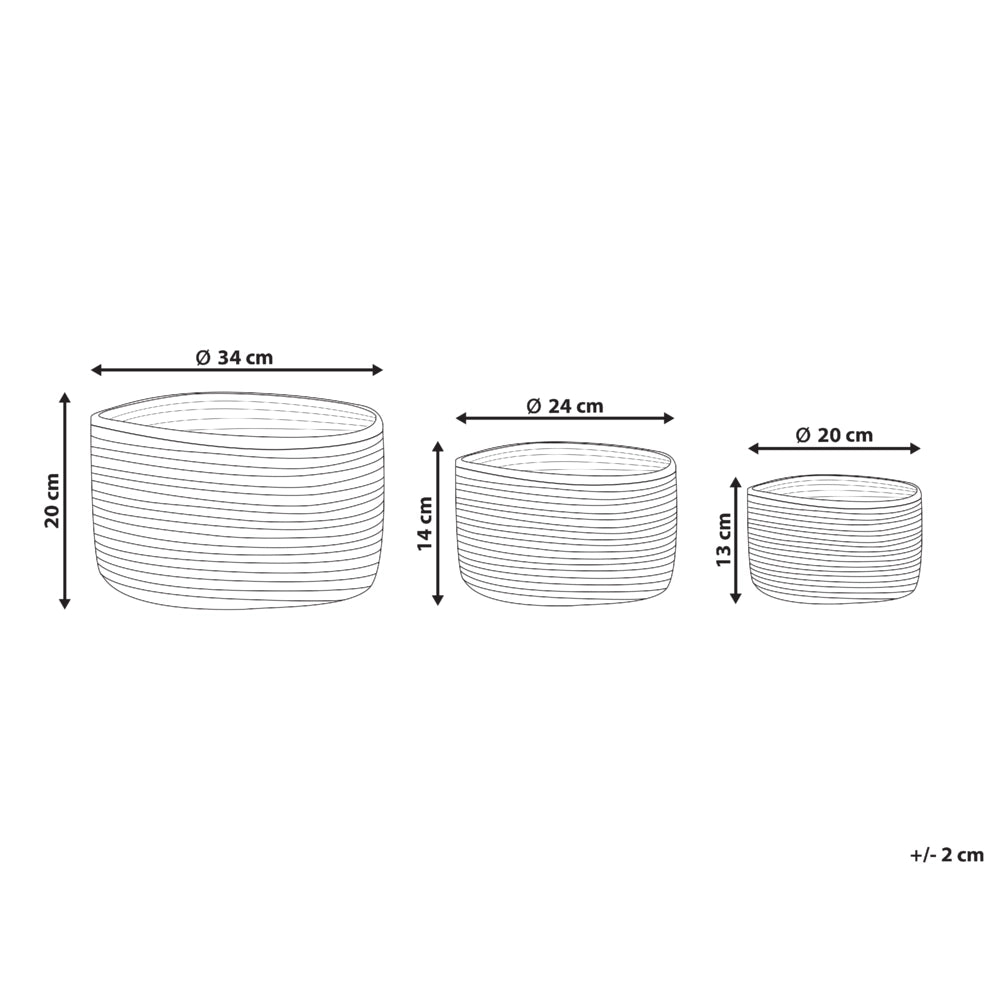 Set di 3 cestini in tessuto di iuta naturale altezza 13/14/20 cm per riporre oggetti in stile rustico Boho