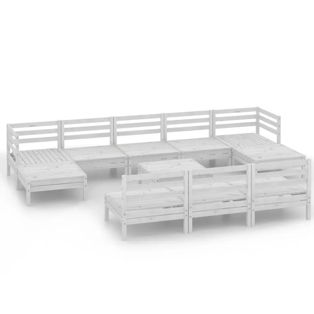 Set Salotto da Giardino 11 pz in Legno Massello di Pino Bianco 3083370