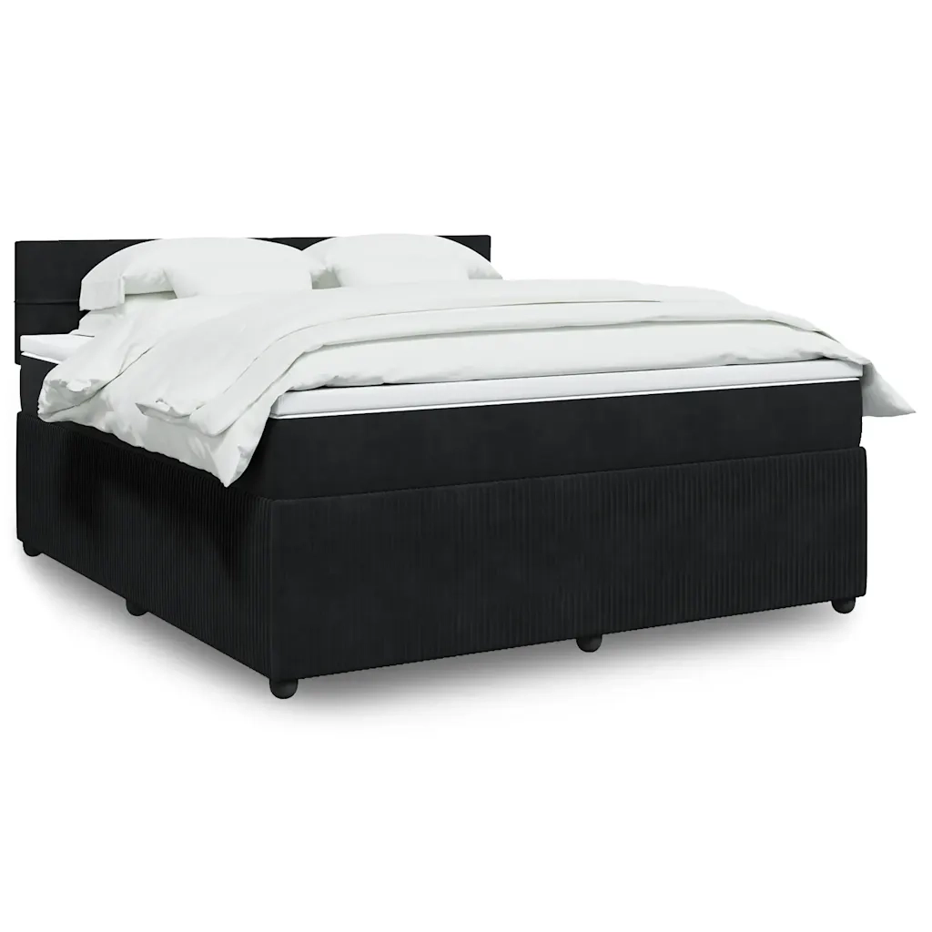 Giroletto a Molle con Materasso Nero 180x200 cm in Velluto 3287808