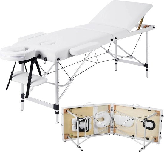Tavolo per massaggi - Tavolo per trattamenti - Tavolo per trattamento estetico - Tavolo per trattamenti estetici - Flessibile - Ripiegabile - Bianco