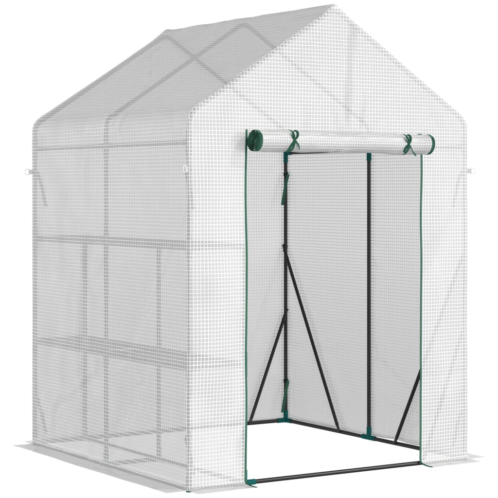 Serra da giardino con ripiani ¨C zephmum ¨C bianco 143x143x195cm