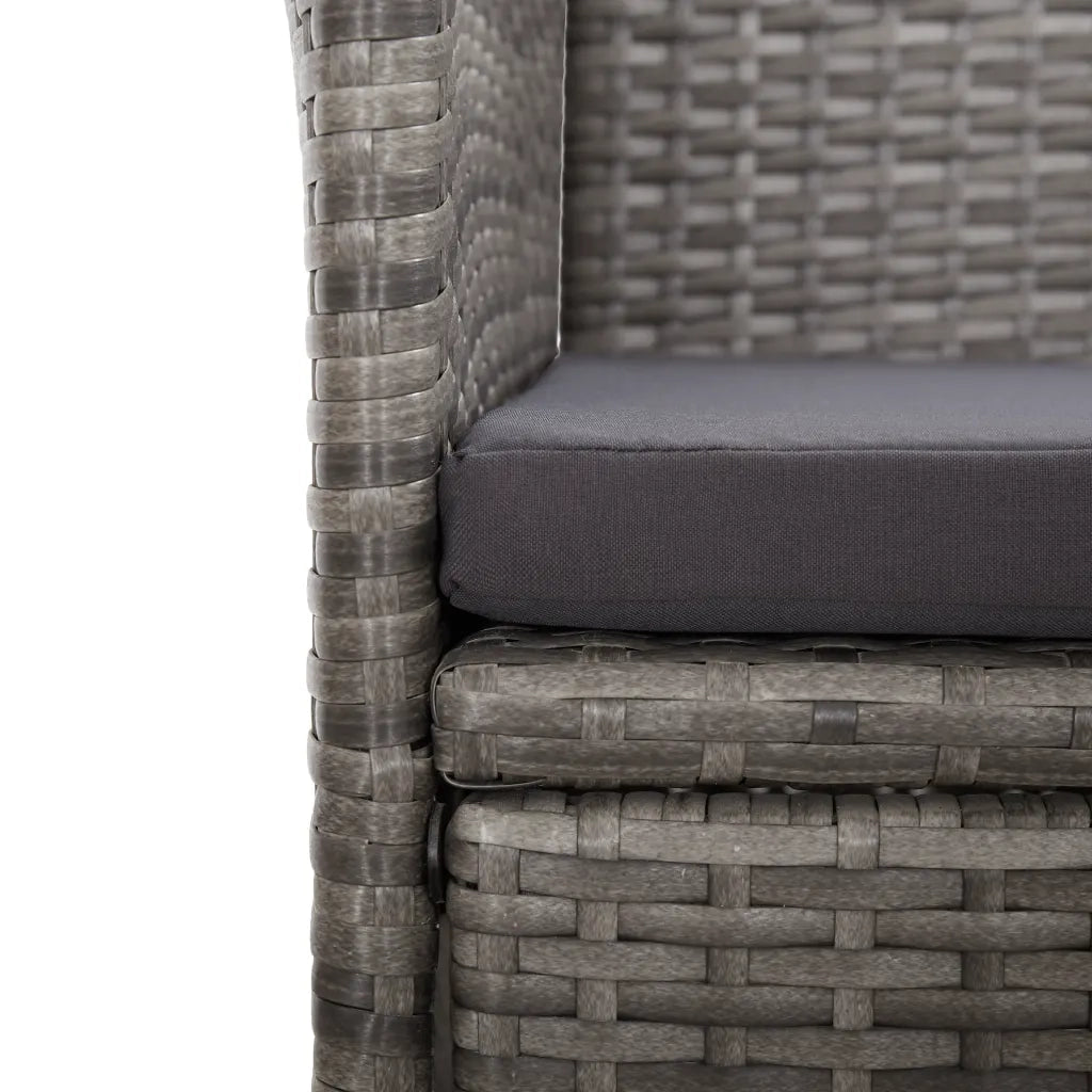 Set da Pranzo da Giardino 11pz con Cuscini in Polyrattan Grigio 3277549