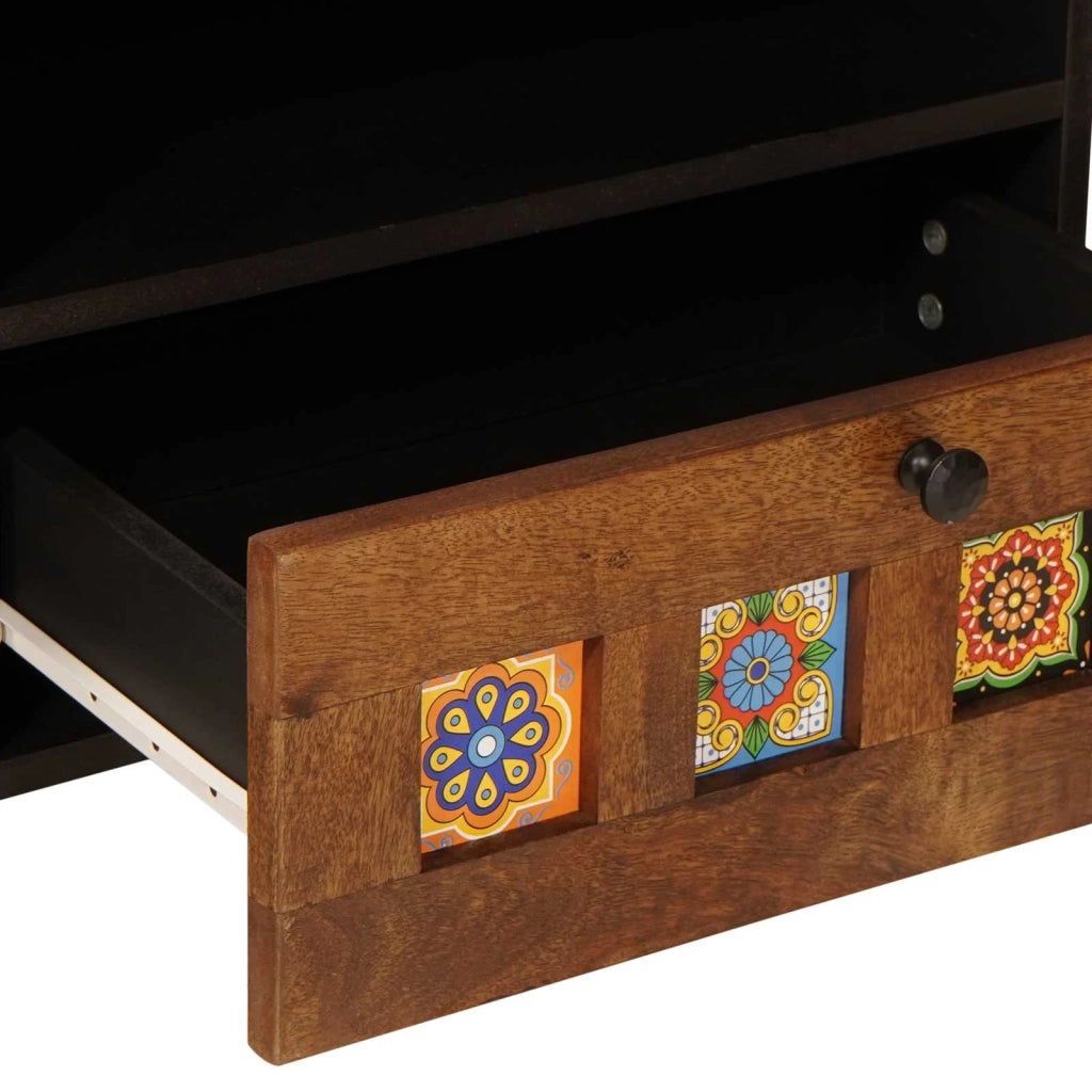 Mobile TV Noce 80 x 33 x 46 cm Legno di mango massello 4018241
