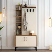 Loredana, Mobile da Ingresso 4 Ripiani, 90x35x200h cm Marrone Noce