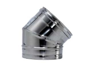GOMITO A 45  ° ACCIAIO INOX AISI 304 MONOPARETE SPESSORE MM.05   EE ¸ mm.200