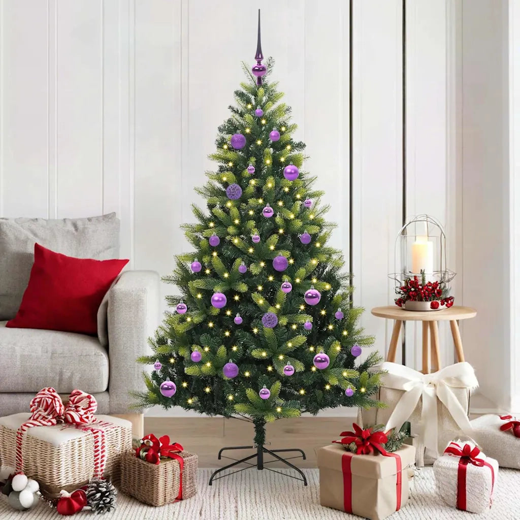 Albero di Natale Artificiale Pieghevole 150 LED Verde 150 cm
