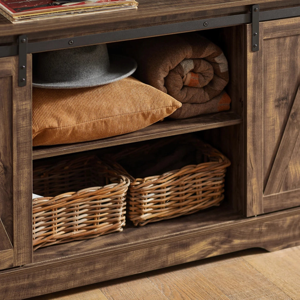 Credenza con ante scorrevoli, Mobile da ingresso, Scarpiera, Armadietto multifunzionale Marrone FSB60-N SoBuy