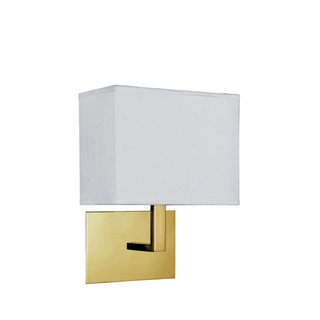 Applique da parete per hotel - Metallo ottone satinato e paralume in tessuto bianco