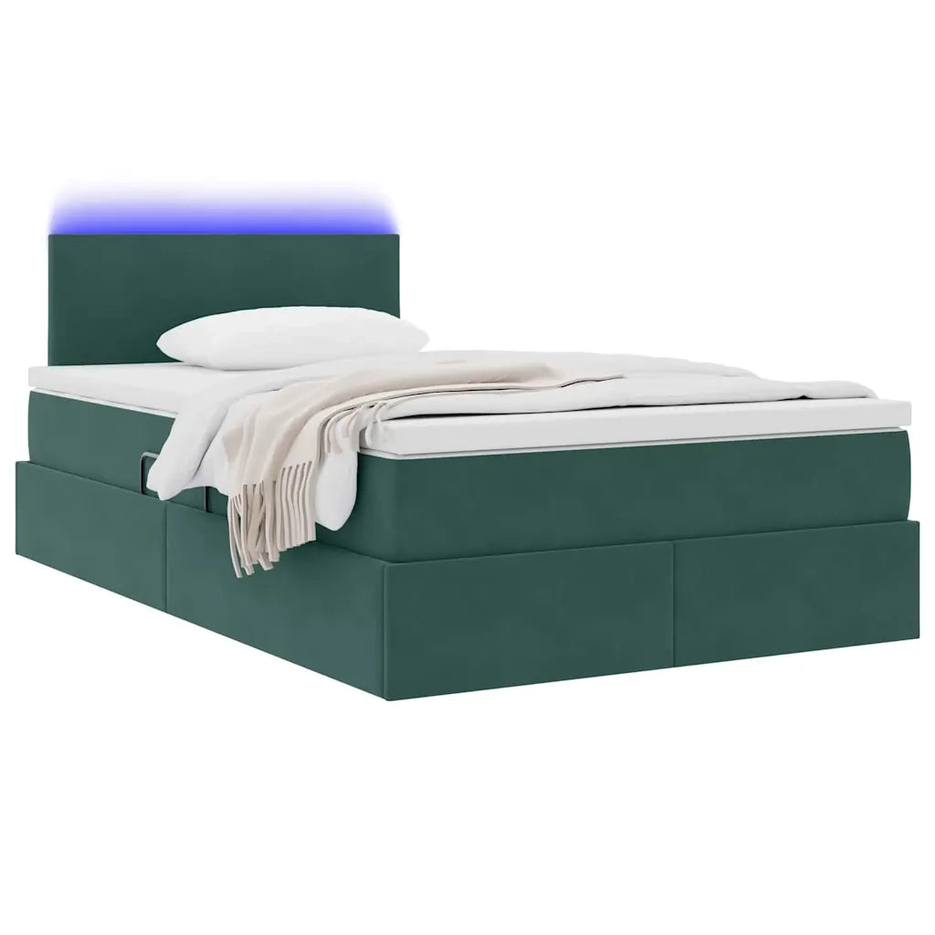 Letto con contenitore LED e materasso Verde Scuro 120 x 200 cm