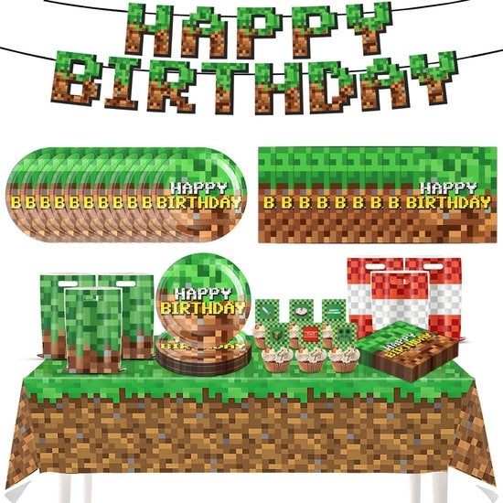 Decorazioni per compleanni 66 pezzi - Kit di festeggiamenti - Tavola imbandita - Bandiera - Fazzoletti - Decorazioni per torta - Sacchetti per regali