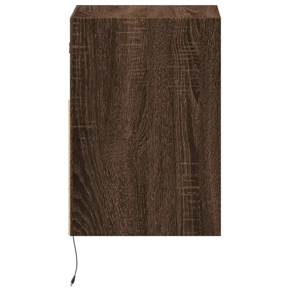 Comodini a Parete con luci LED 2 pz-Set di 2 Tavolino da notte Rovere Marrone 140279