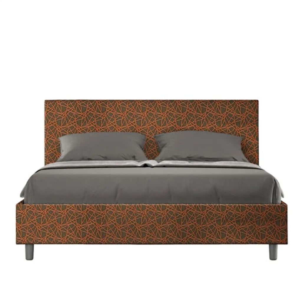 Letto matrimoniale contenitore imbottito 160x200 tessuto Era 4 arancio Adele