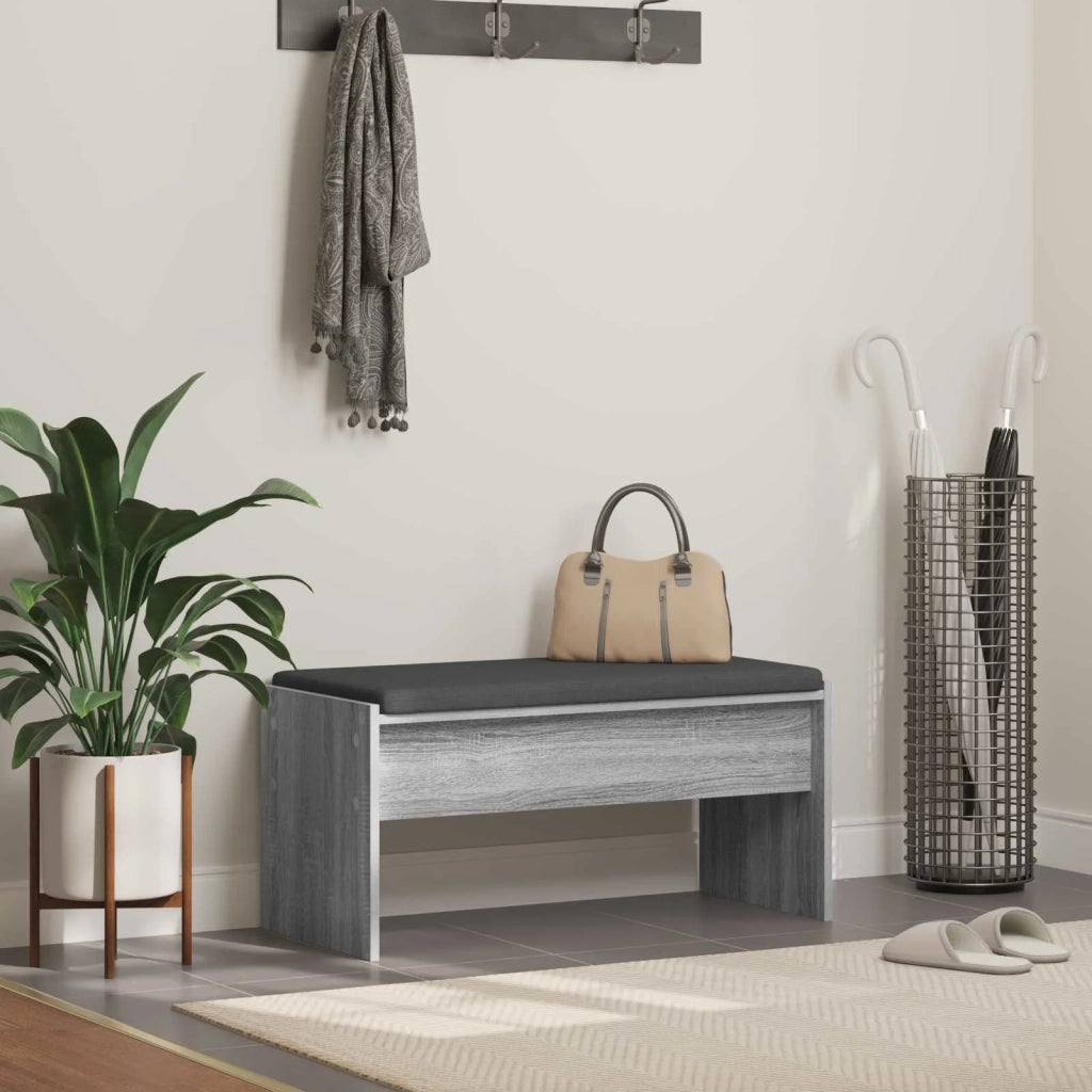 Panca per ingresso con cuscino-Sgabello-Panca da Corridoio Grigio Sonoma 83 x 38 x 40 cm