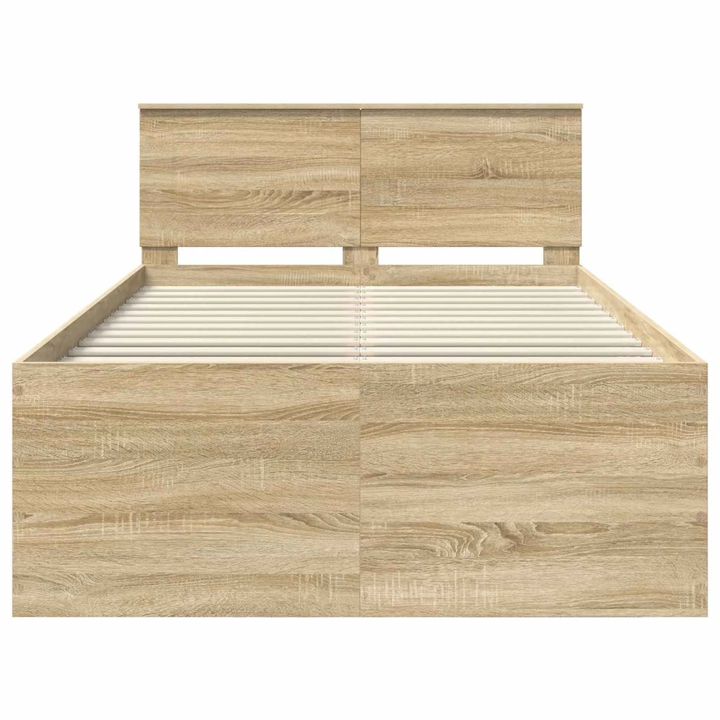 Struttura del letto con testiera Rovere Sonoma 135 x 190 cm 3408587