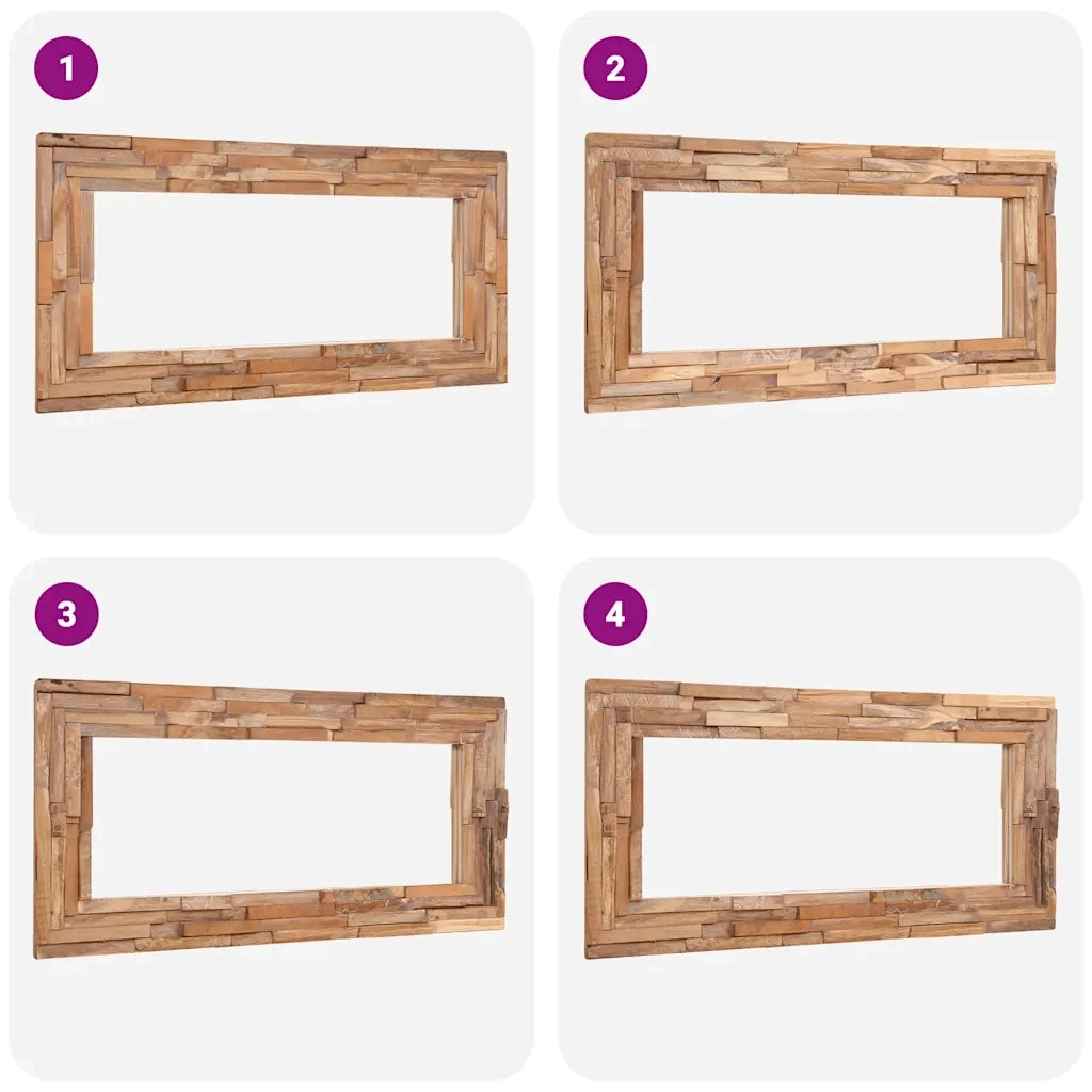 Specchio Decorativo in Legno di Teak 120x60 cm Rettangolare 244564
