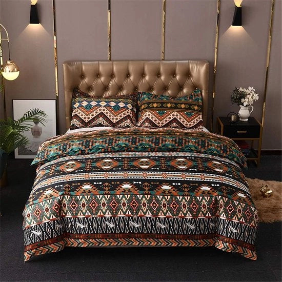 Set di lenzuola da letto bohemien con stile, con disegno mandala e geometrico
