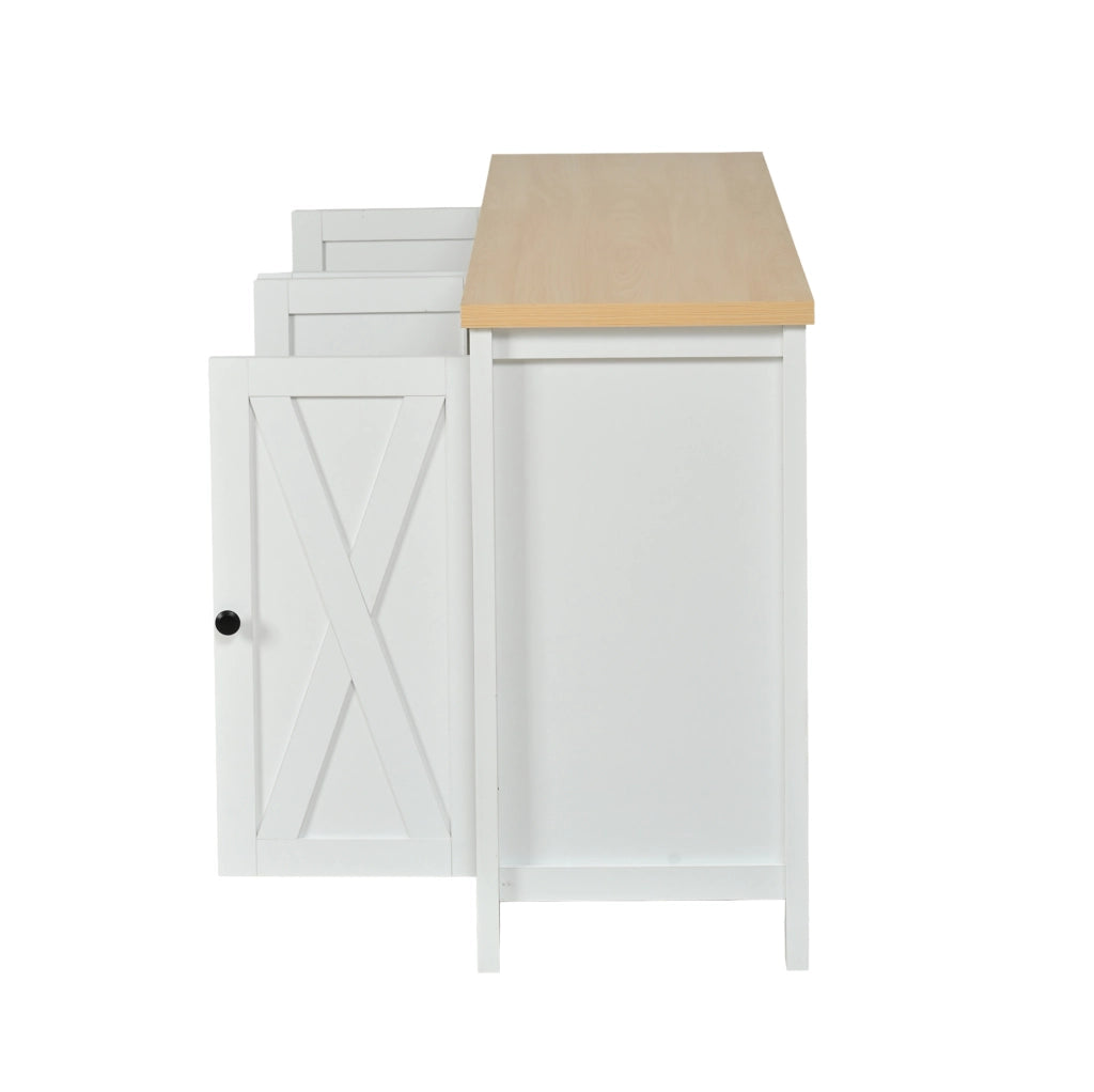 Credenza 140x40x78 cm in MDF bianco， 4 ante e 2 ripiani