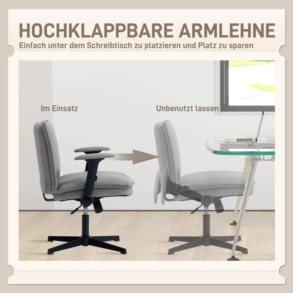 Sedia da ufficio con braccioli ribaltabili ¨C zephmum ¨C Grigio, Tessuto, Metallo