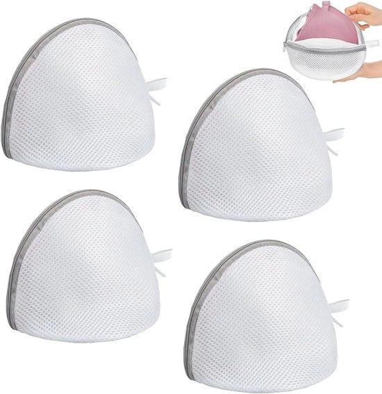 Set di 4 wasnetten con chiusura a zip per reggisen e lingerie - Grigio - Protegge lingerie e intimo - Resistenti al lavaggio in lavatrice