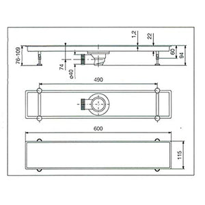 Canalina di scarico griglia doccia Onda con sifone in acciaio inox 60 cm vicario