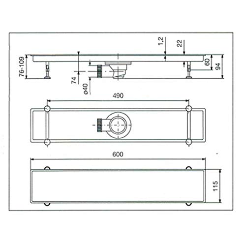 Canalina di scarico griglia doccia Onda con sifone in acciaio inox 60 cm vicario