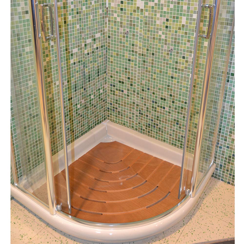 Pedana piatto doccia angolare antiscivolo 74 cm legno marino okumè castel merlino