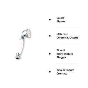 Doccetta bianca in ottone e ceramica stile retrò antico Violetta dc 5000 sphera