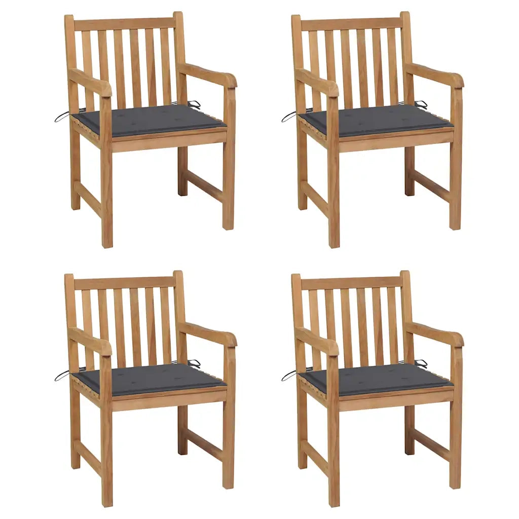 Sedie da Giardino 4 pz con Cuscini Antracite Massello di Teak cod mxl 8316