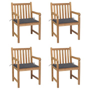 Sedie da Giardino 4 pz con Cuscini Antracite Massello di Teak cod mxl 8316
