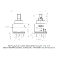 Cartuccia di ricambio dischi ceramici 35 mm A820 Daniel Rubinetterie