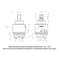 Cartuccia di ricambio dischi ceramici 35 mm A820 Daniel Rubinetterie