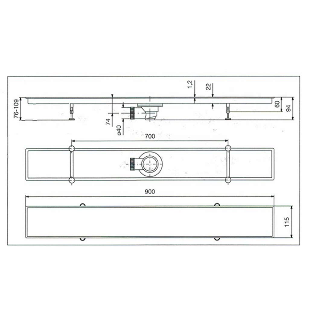 Canalina di scarico griglia doccia Piastrellabile sifone inox 90 cm vicario