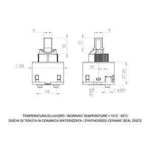 Cartuccia di ricambio dischi ceramici 35 mm A825 Daniel Rubinetterie