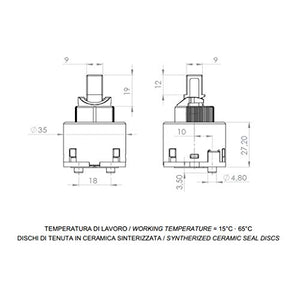 Cartuccia di ricambio dischi ceramici 35 mm A825 Daniel Rubinetterie